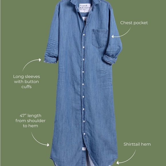 Frank & Eileen Rory Maxi Shirt Dress vintage indigo sz M / Nice fading - Picture 6 of 11